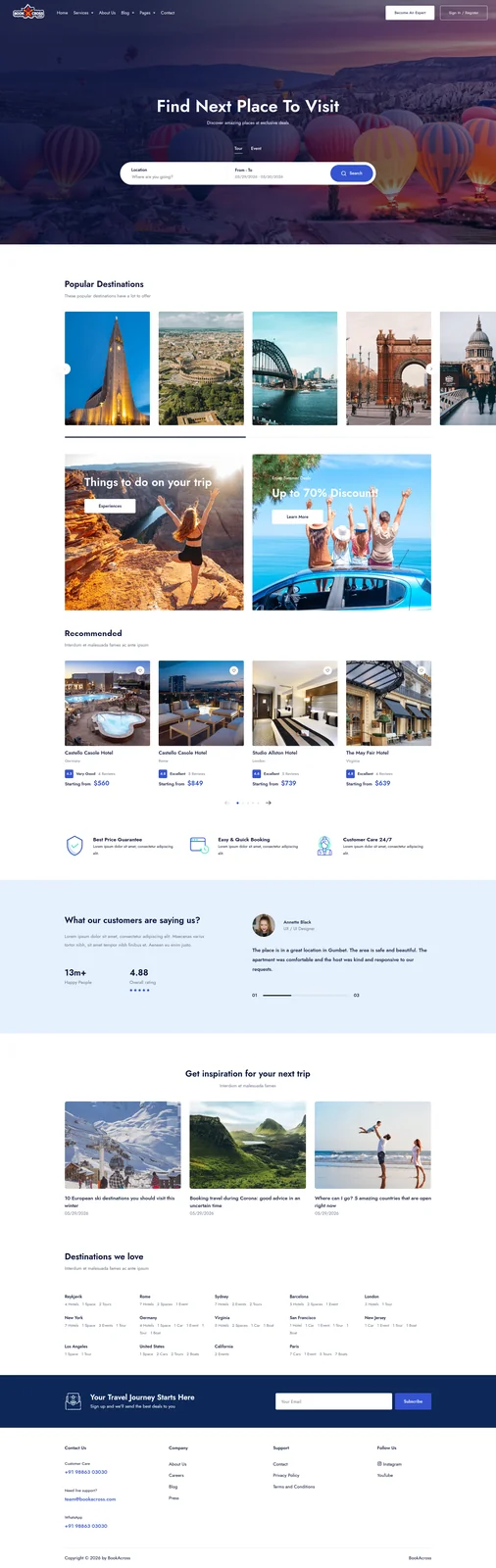 BookAcross travel booking application